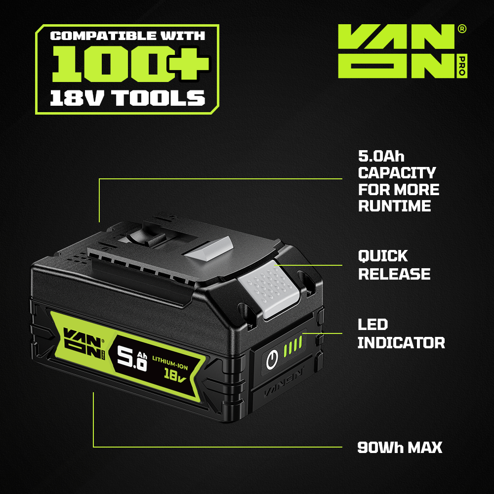 VANON Pro-series 18V BAT609 Replacement Battery 5.0Ah product view 7