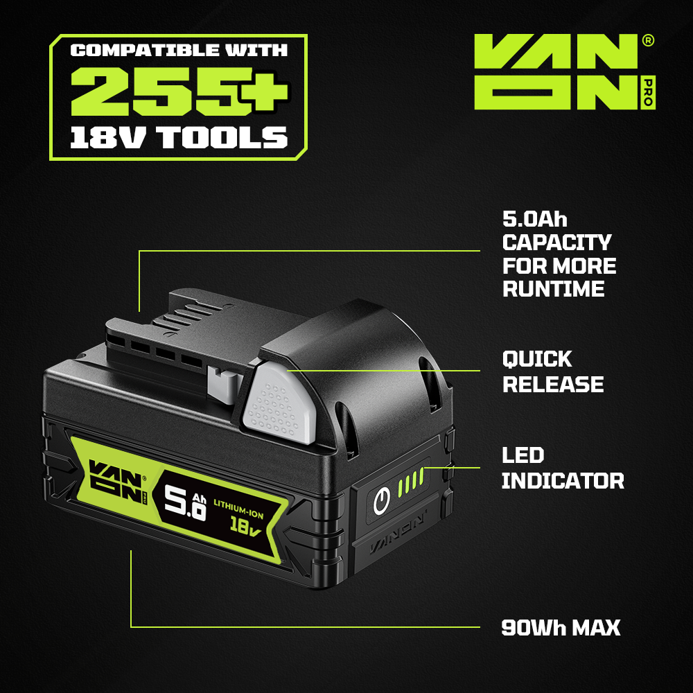 VANON Pro-series 18V M18 Replacement Battery 5.0Ah product view 7