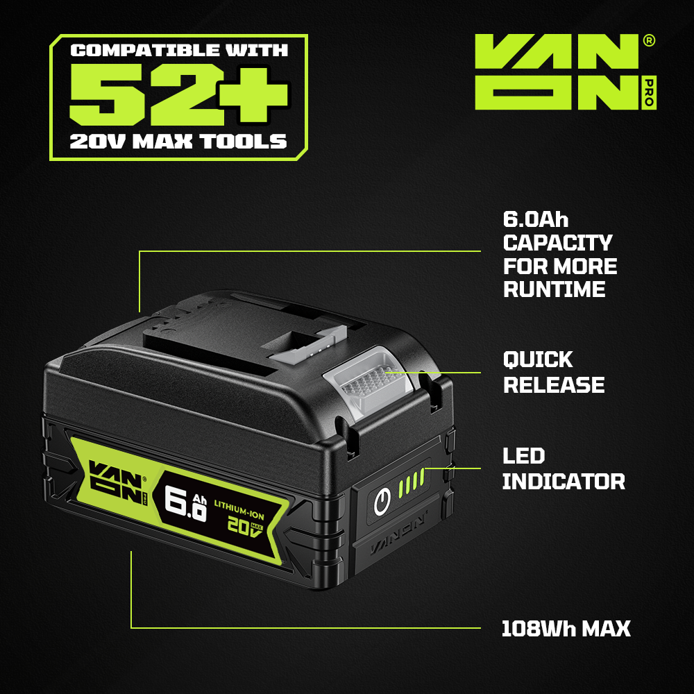 VANON Pro-series 20V Max WA3520 Replacement Battery 6.0Ah product view 8